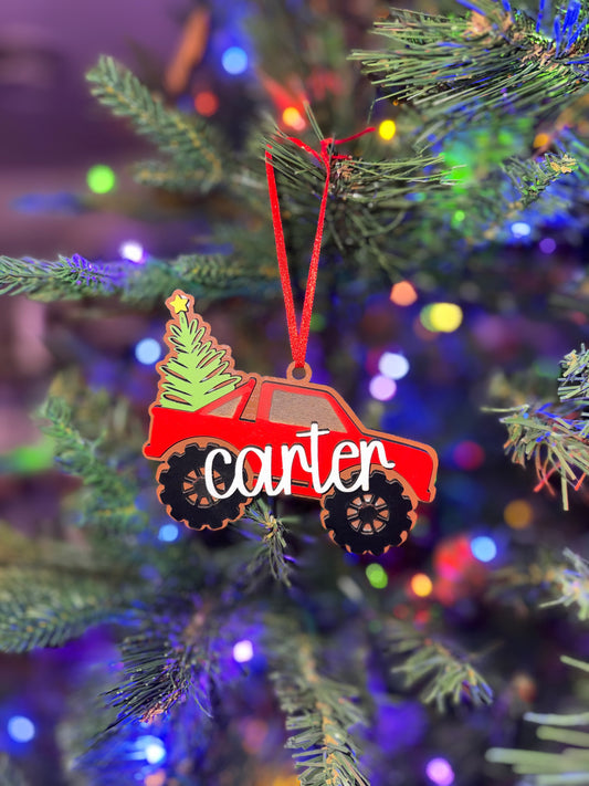 Monster Truck Custom Name Ornament